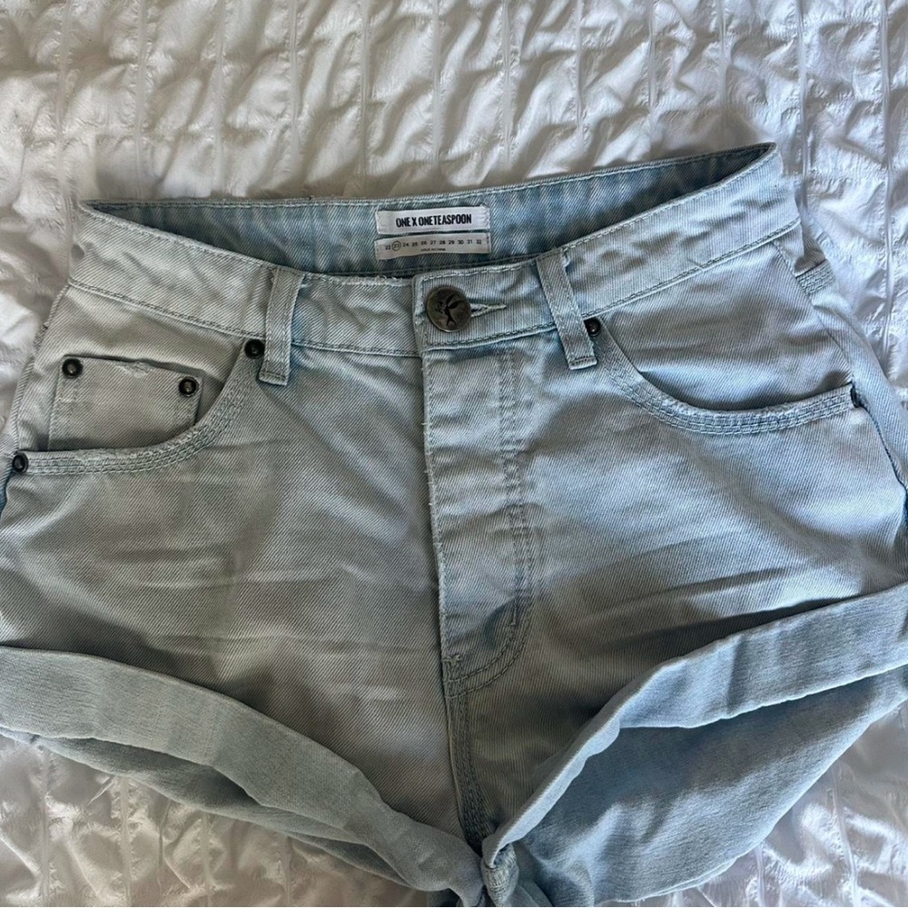 One Teaspoon Faded Blue Jean Shorts
